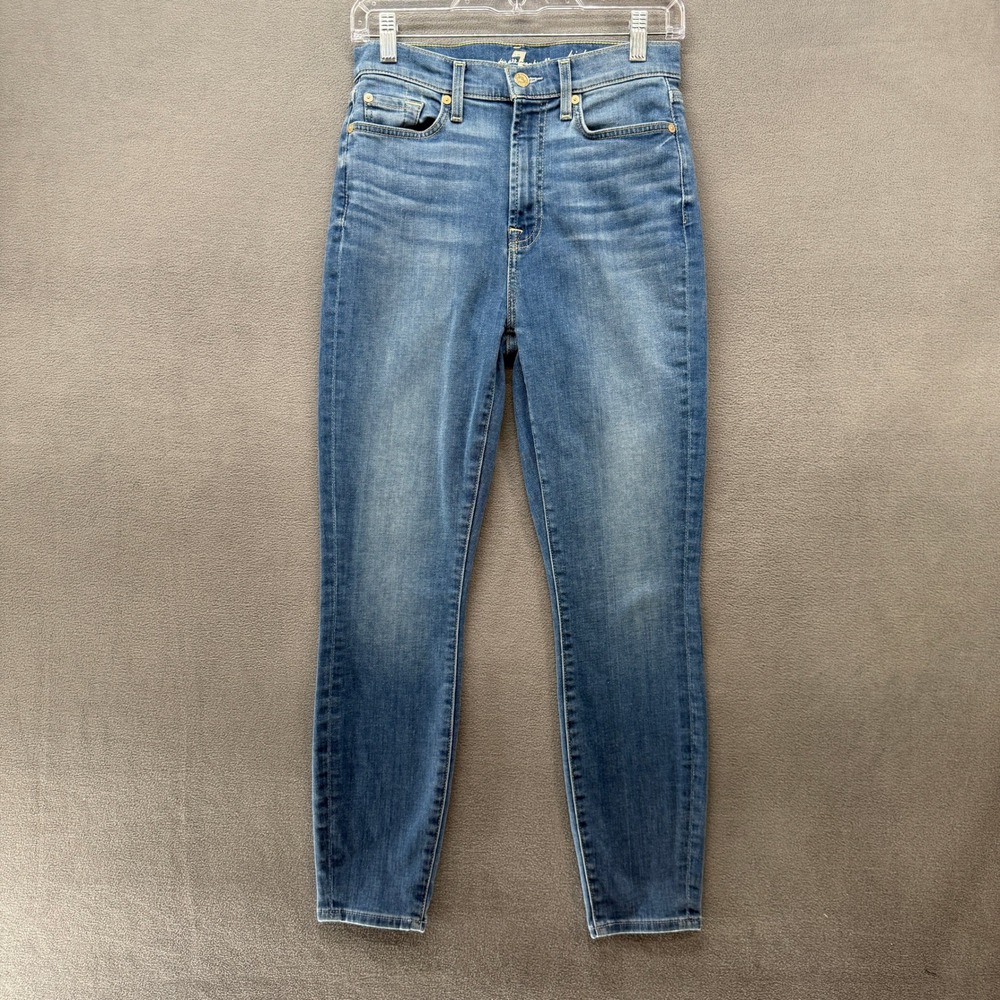 7 For All Mankind Skinny Jeans 25 High Waist Ankle Gwenevere Medium Wash Blue